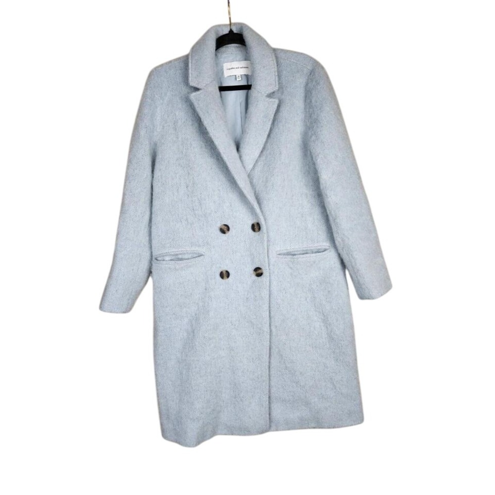 Cupcakes and Cashmere Effie Blue Double Breasted Wool Blend Coat Womens Medium